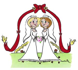 a wedding card for two brides