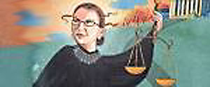 Ruth Bader Ginsburg holding scales of justice