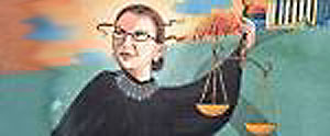 Ruth Bader Ginsburg holding scales of justice Ruth Bader Ginsburg holding scales of justice