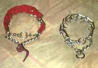 showing a pinch collar (right) and disguised pinch collar (left)